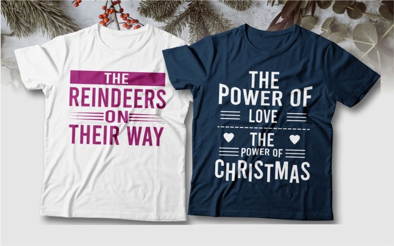2 t-shirts with Christmas sayings