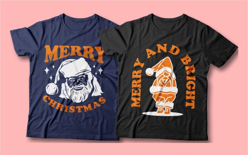 2 christmas vectors t shirt mockups