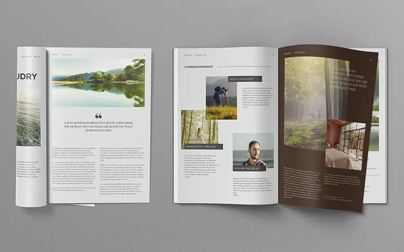 Curled and folded magazine mockup