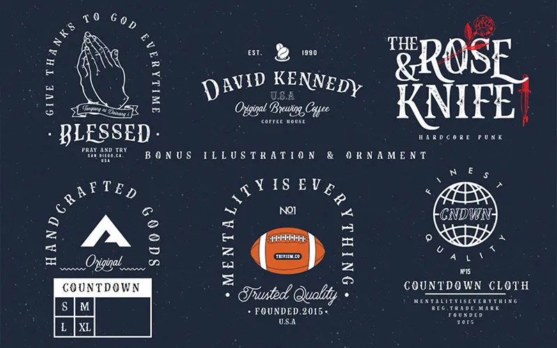 Bonus illustrations included with the Gibsons rough font style