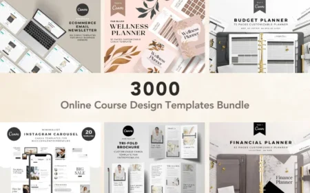 300 Online Course Design Templates Bundle Feature Image