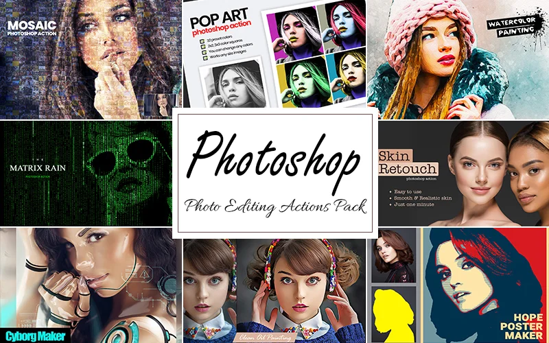 Photoshop photo editing actions pack
