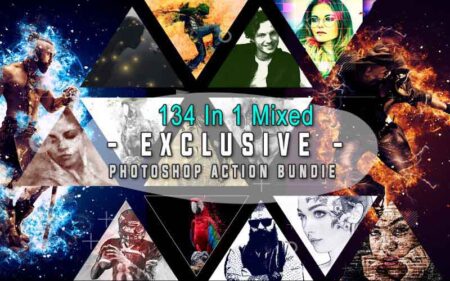 134 in 1 Exclusive photoshop action bundle