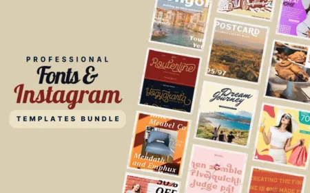 Professional Fonts And Instagram Templates Bundle