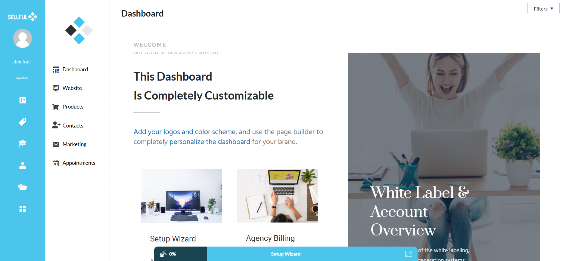 Sellful's Customizable Dashboard, white label website builder reseller, private label website builder, sellful reviews, sellful lifetime deal