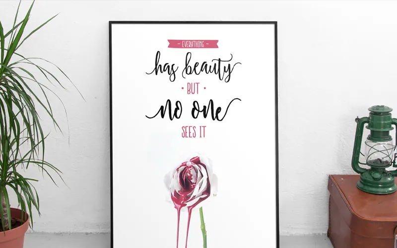 A frame mockup designed with the Shellahera Hand Drawn Font