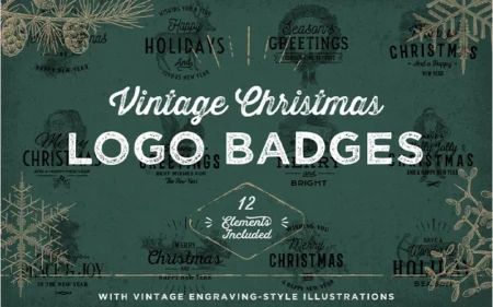 Vintage Christmas Logo Badges Bundle Feature Image