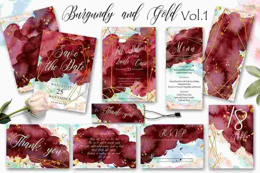 burgundy wedding suita