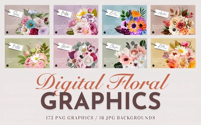 180+ Digital Floral Graphics Bundle
