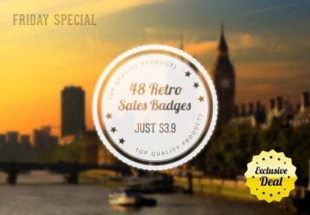 48 Retro Sales Badges with an extended license