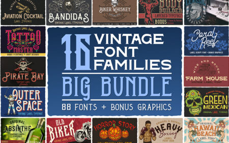 16 vintage fonts big bundle