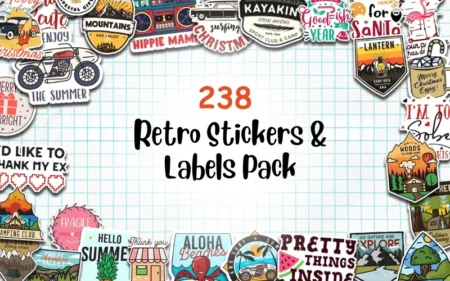 Retro stickers and labels pack feature image
