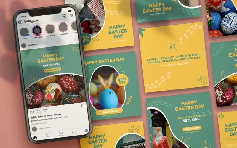 Preview Of Easter Day Instagram Post Templates