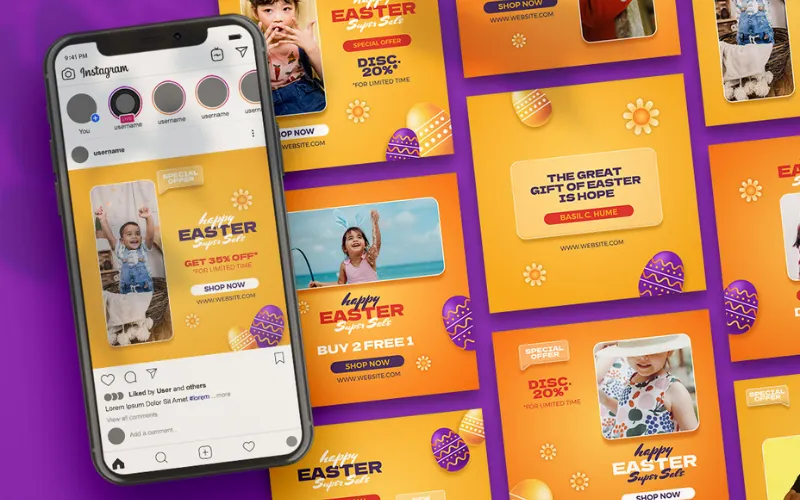 Preview Of Easter Sale Instagram Post Templates