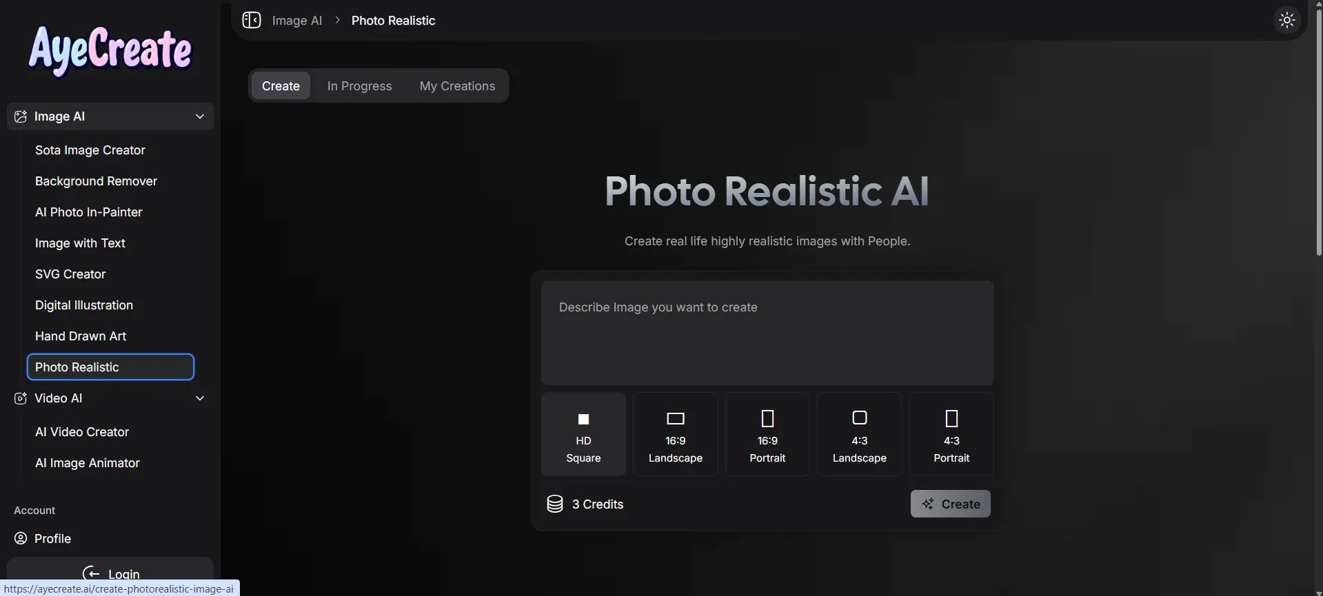 AyeCreate Photo Realistic AI Picture Generator