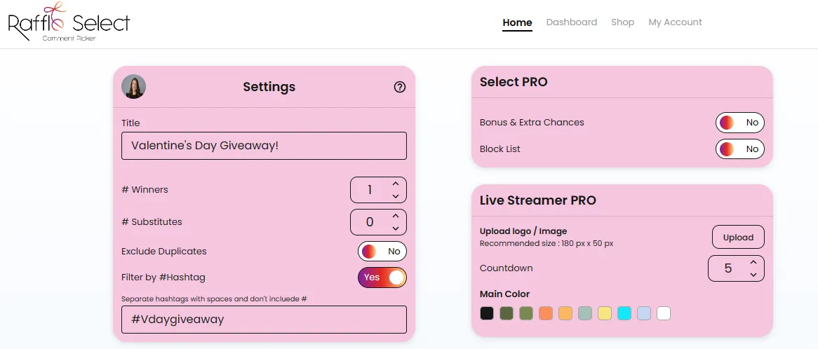 Raffle Select AI Outreach Tool Settings