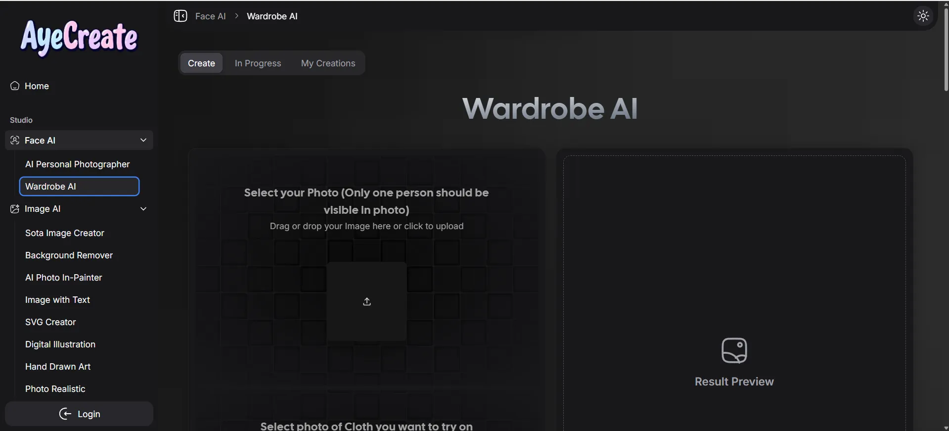 AyeCreate Wardrobe AI Picture Generator
