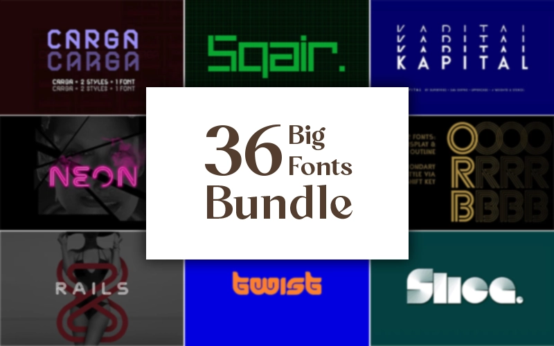 36 Big Fonts Bundle Feature Image