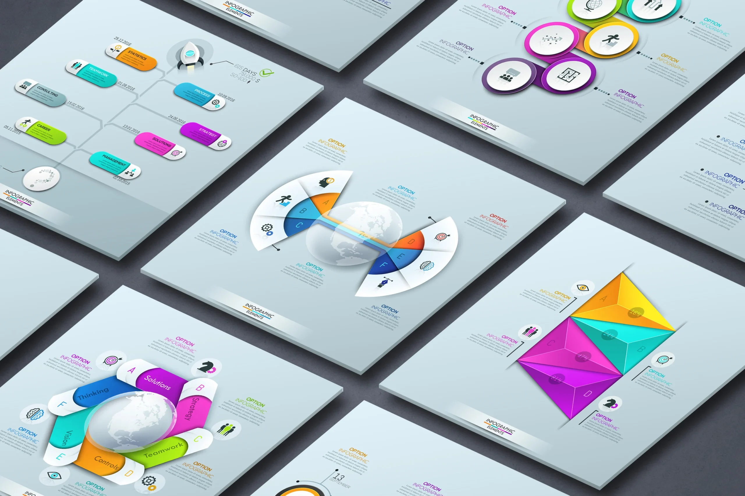 3D Infographic elements, editable elements