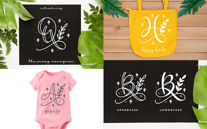 Crafting fonts used to style bag and t-shirt