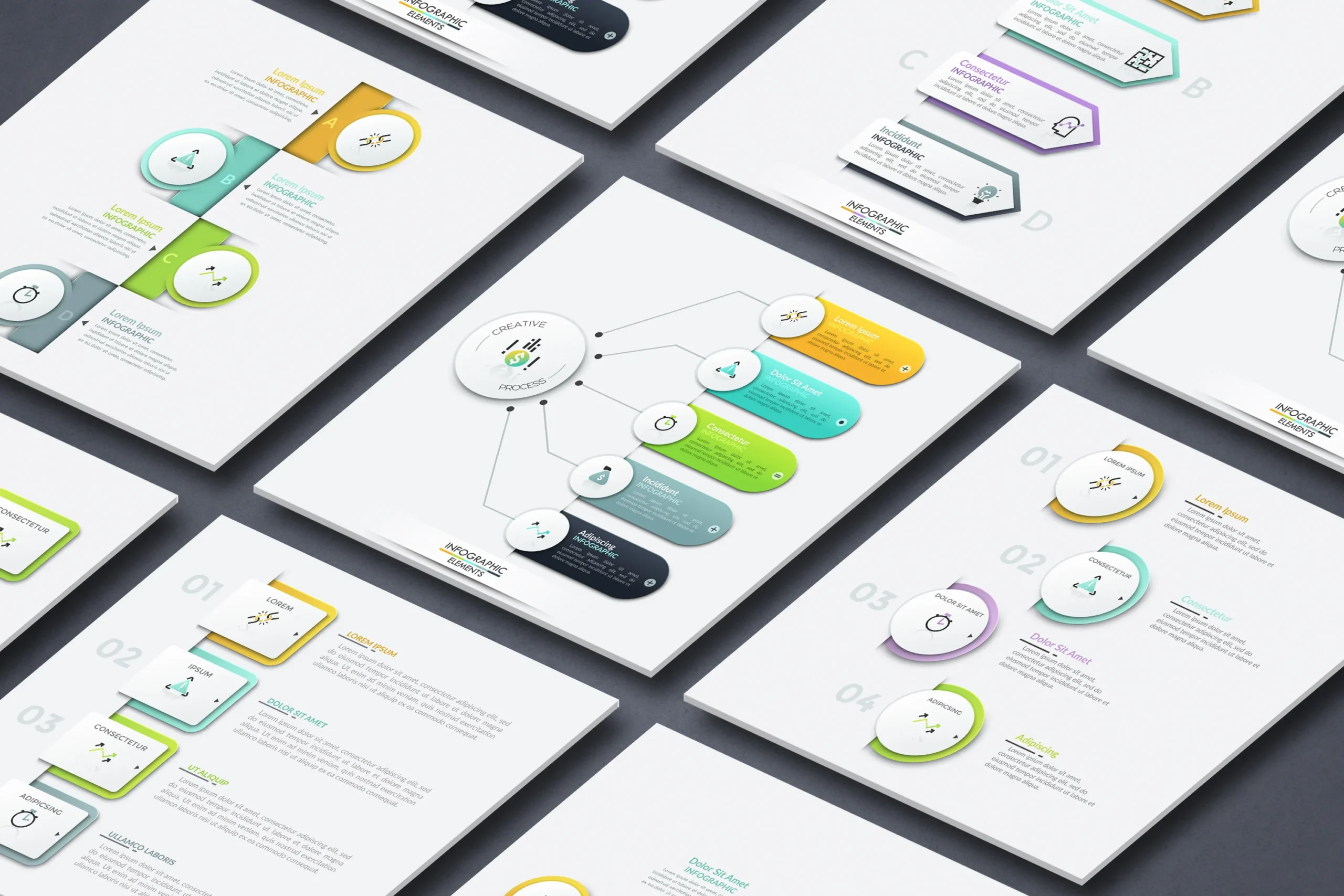 flowchart infographic, editable infographic elements