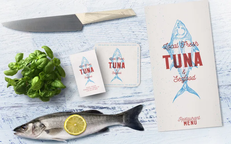 A flyer designed with fish logos