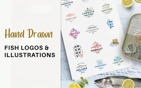 Hand Drawn Fish logos and illustrations Bundle Feature Image