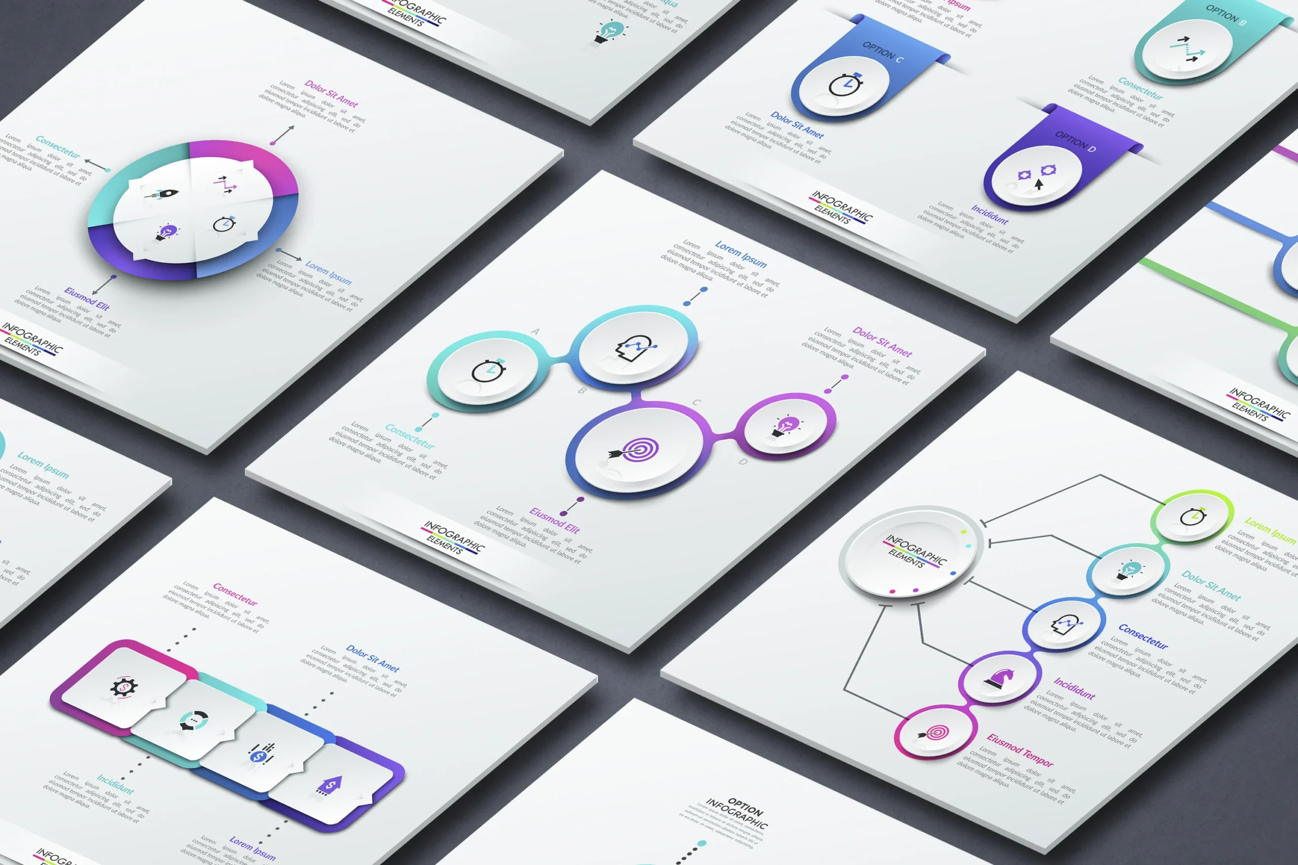 Collage of flow infographic elements