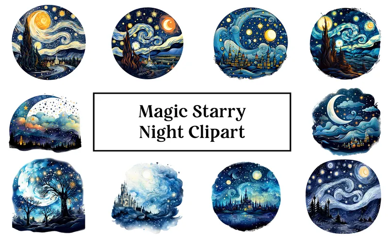 Magic Starry Night Clipart