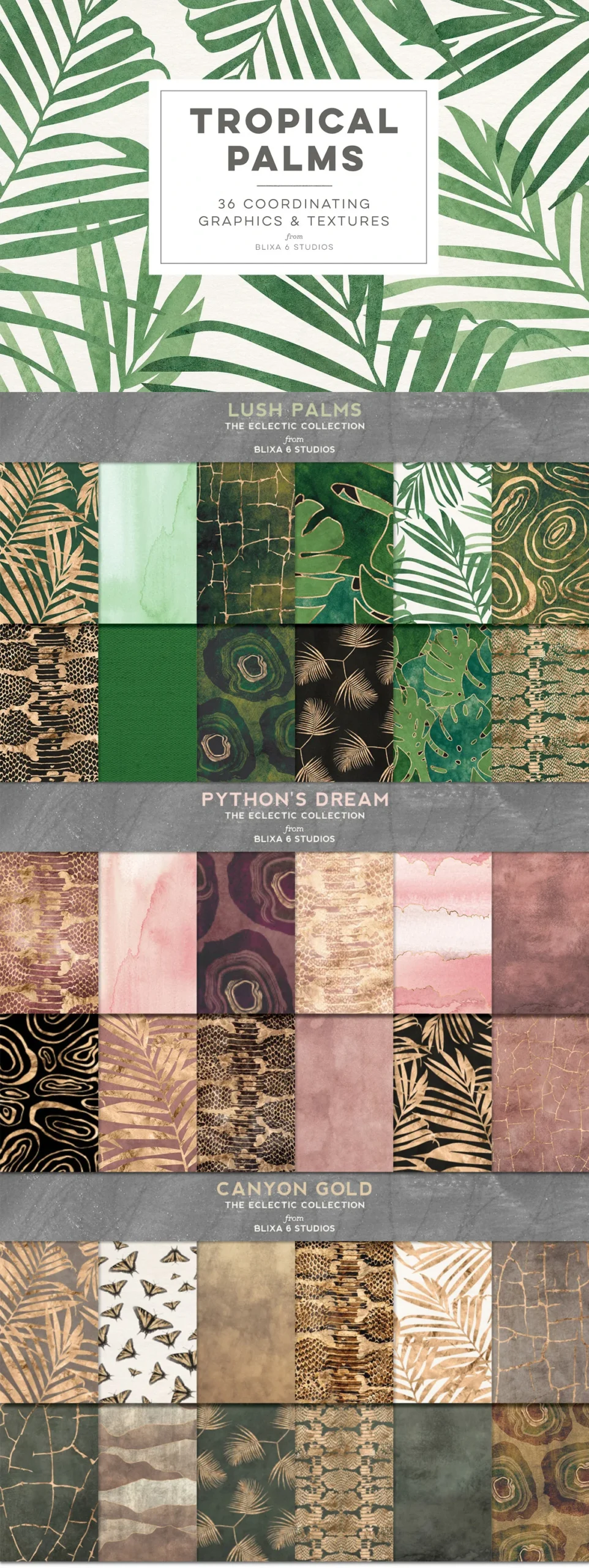 Natural textures in green and peach color pallet