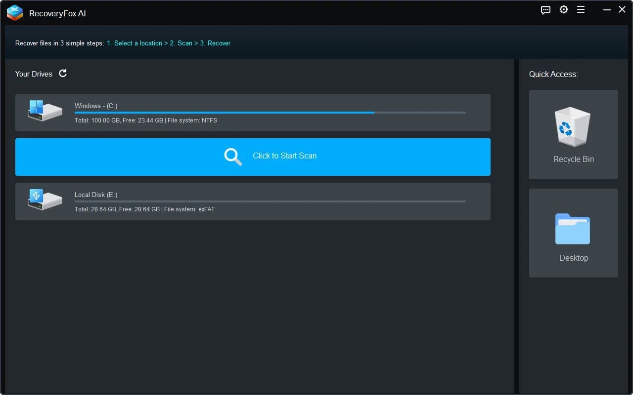 File Recovery Feature Of - RecoveryFox - Data Recovery Software