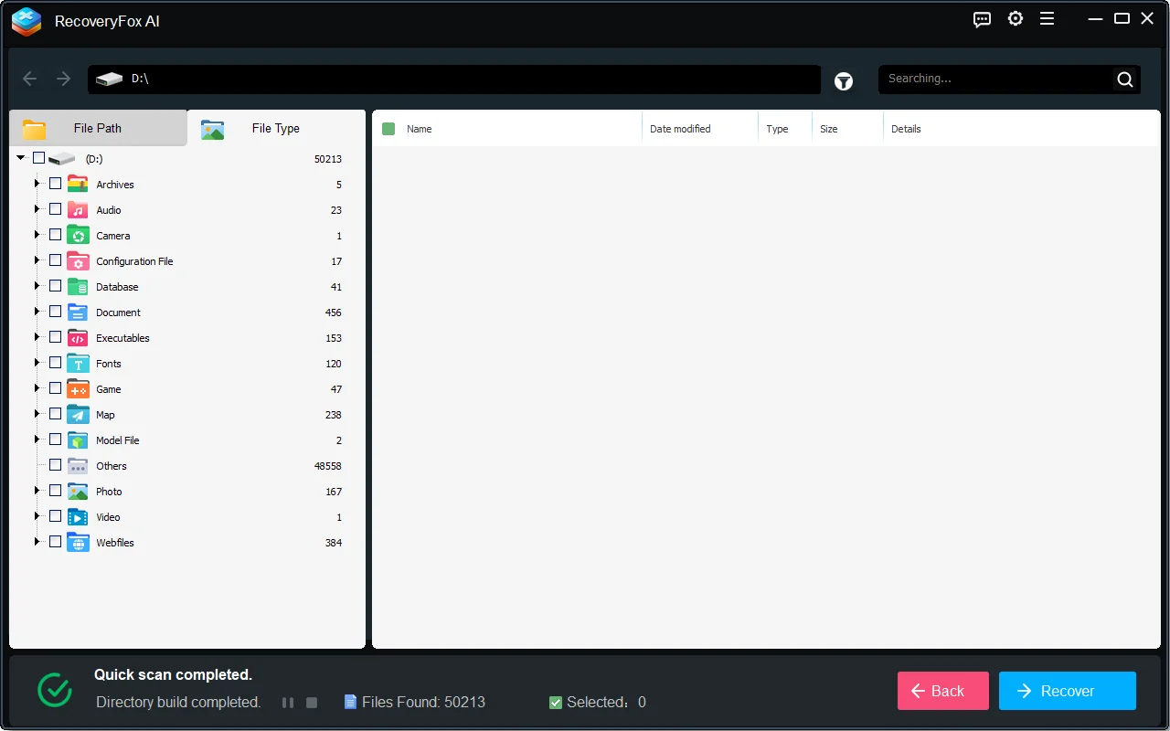 Quick Scan UI Of RecoveryFox - Data Recovery Software