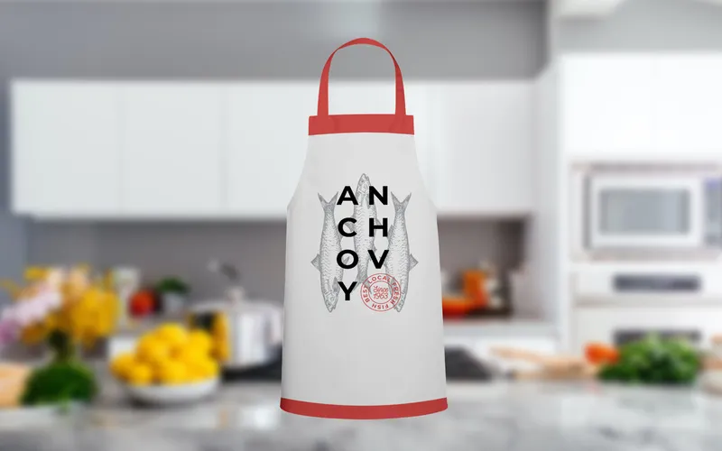 A fish illustration printed on an apron