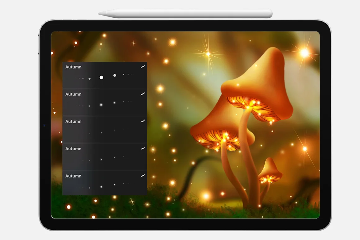 Autumn Cartoon Graphics Showcasing Mushrooms