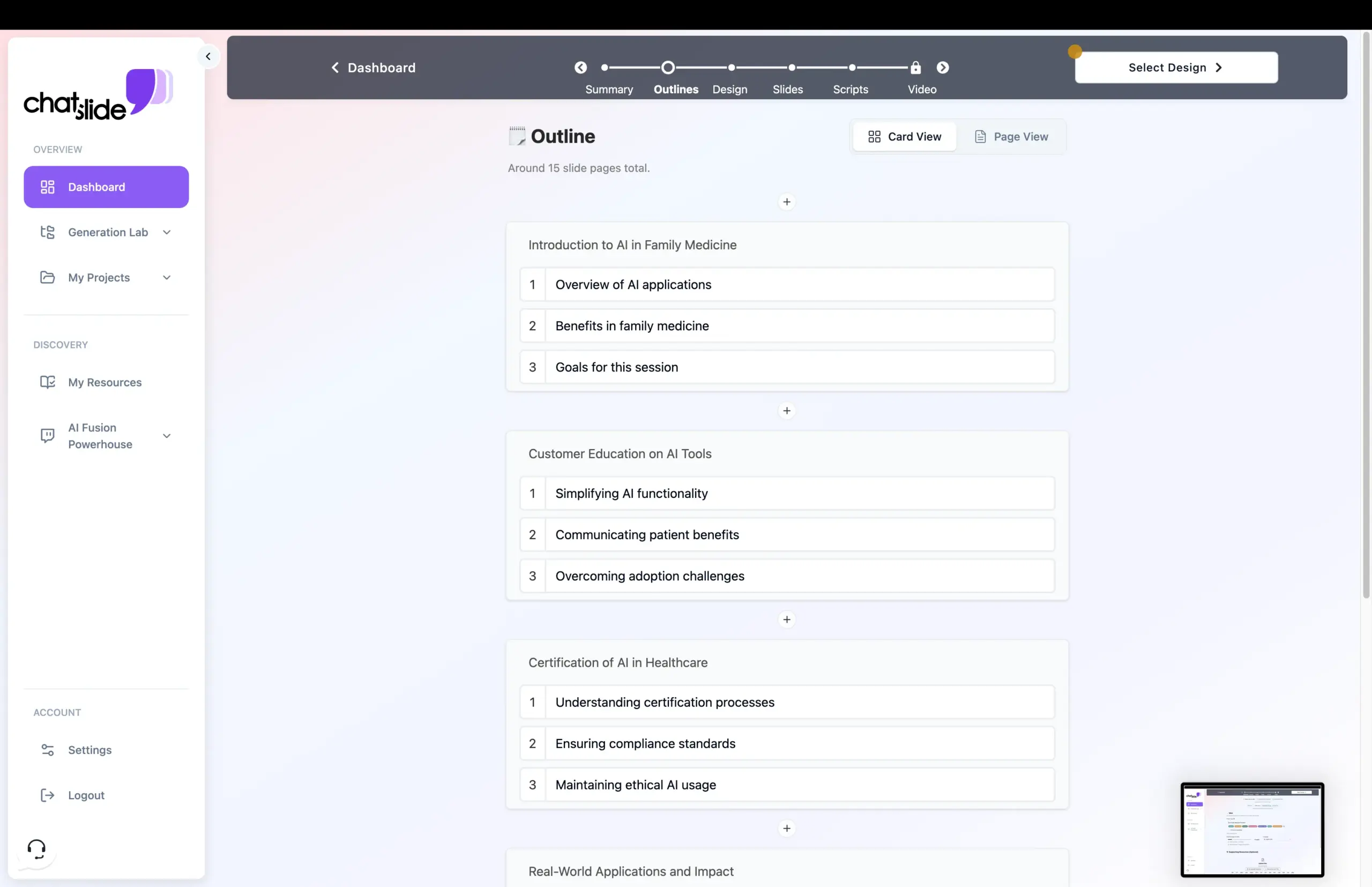 Choose and Select Content Outline