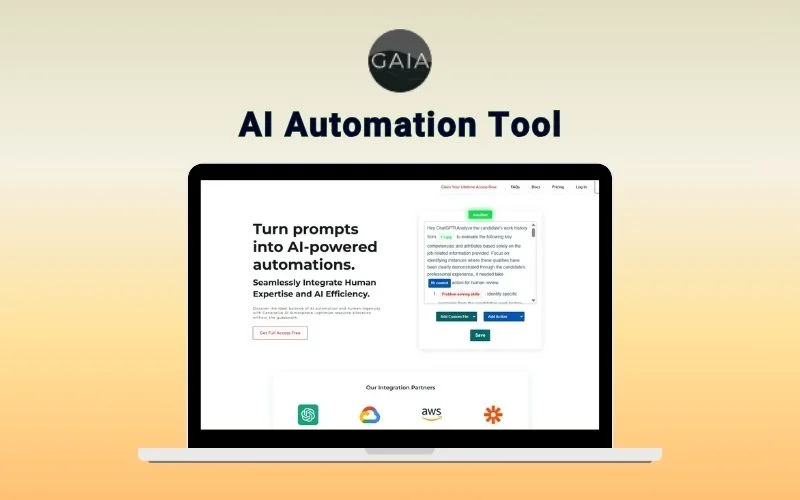 GAIA AI Automation Feature Image, lifetime subscription deals lifetime deal software