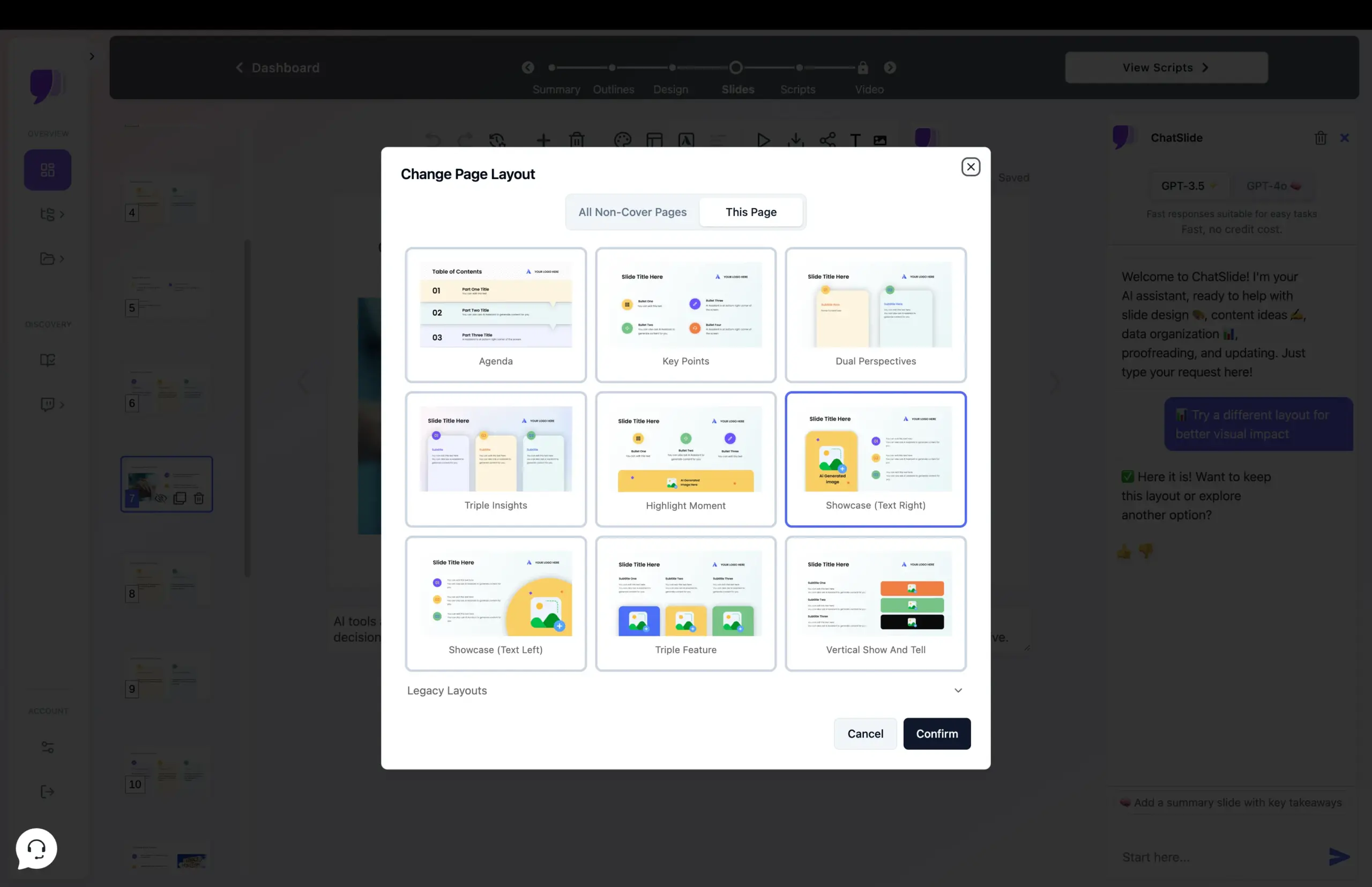 Layout Options Included In ChatSlide Presentation Maker