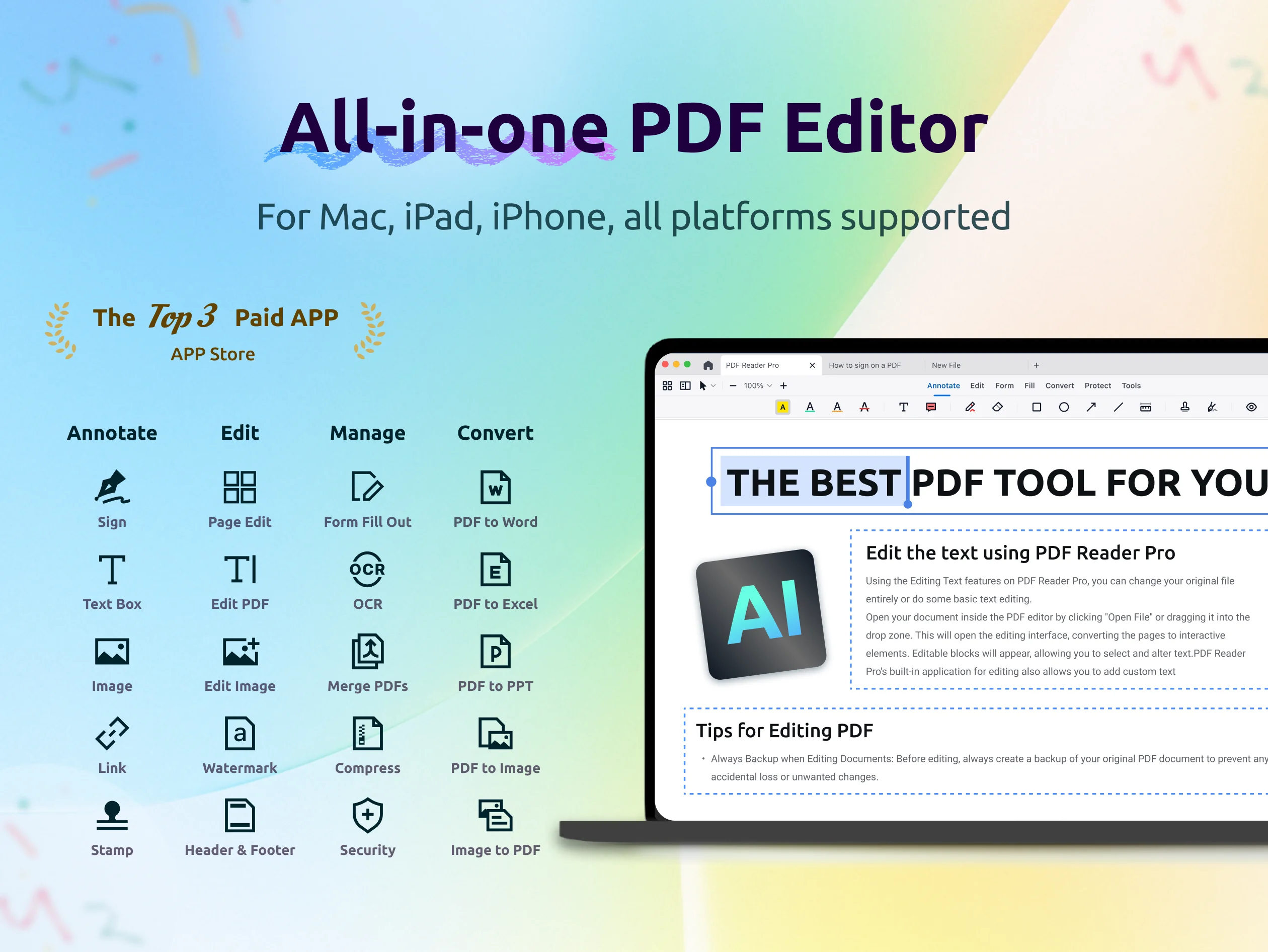 all-in-one pdf editor PDF Reader Pro Permanent - AI PDF Software
