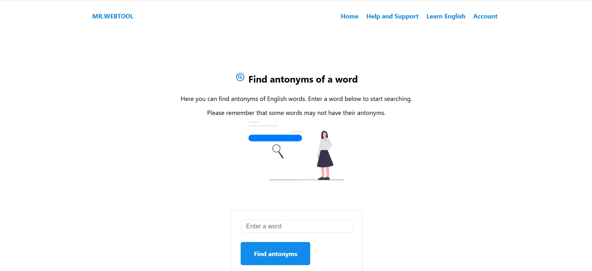 Antonym Finder in Mr.Webtool text analysis tool