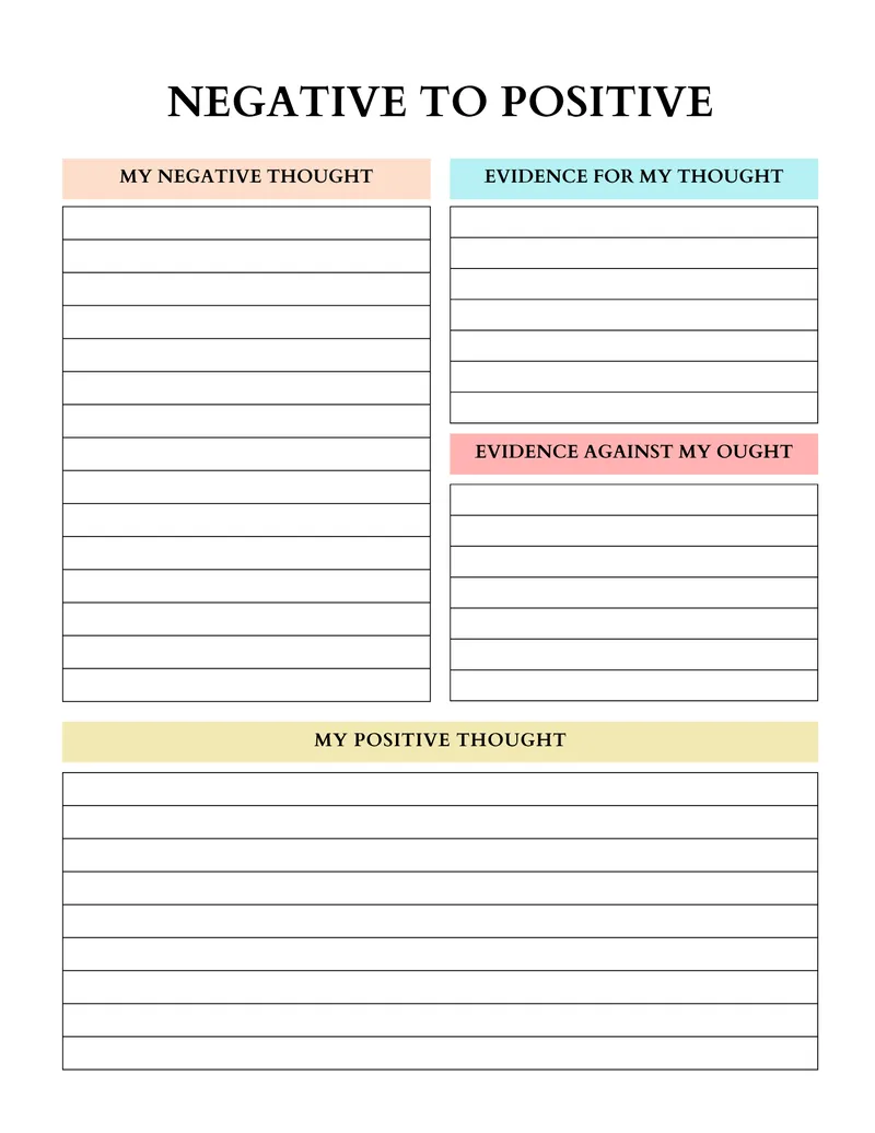 Negative To Positive Mental Health Template