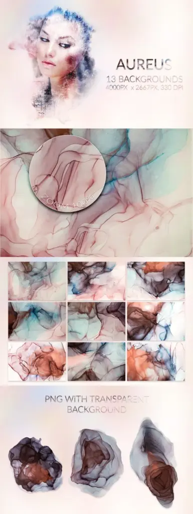 Aureus Alcohol Ink Backgrounds Preview image