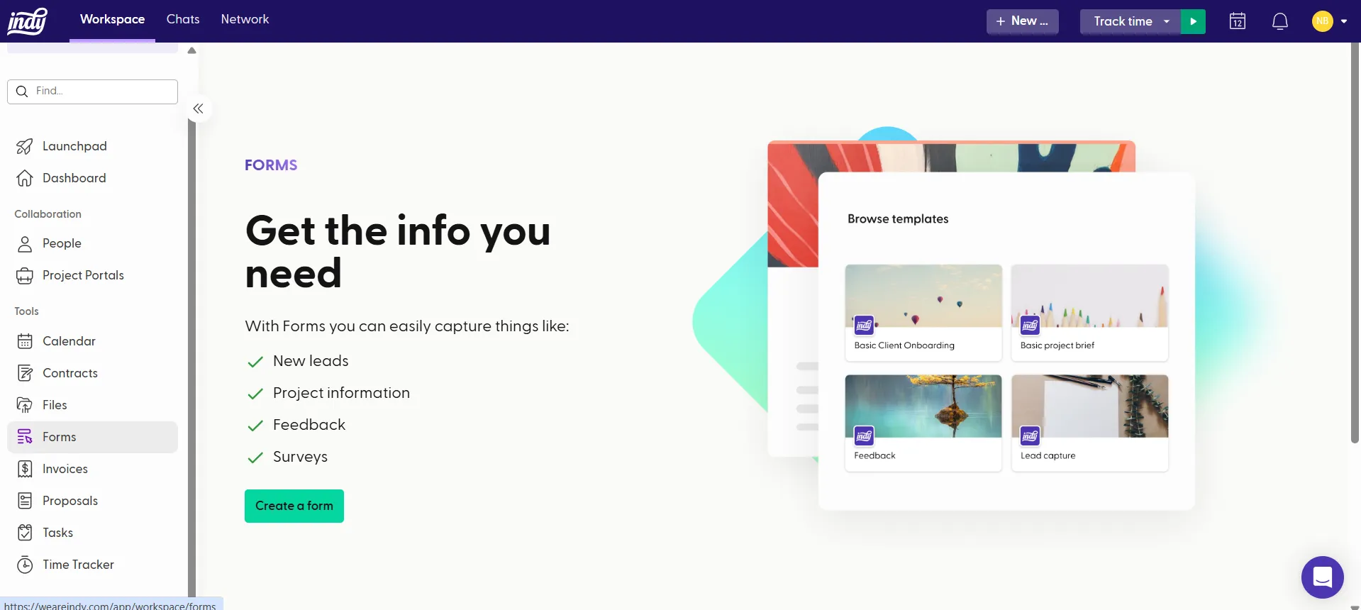 Preview of form feature of Indy Business Management Platform