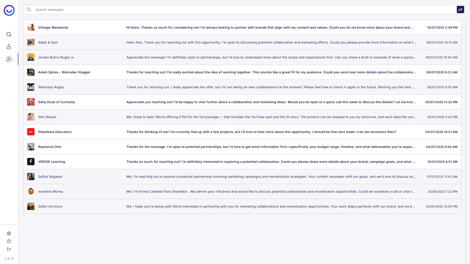 Preview of Influeencer Inbox