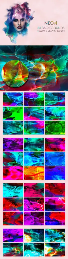 Neon Alcohol Ink backgrounds Preview Image