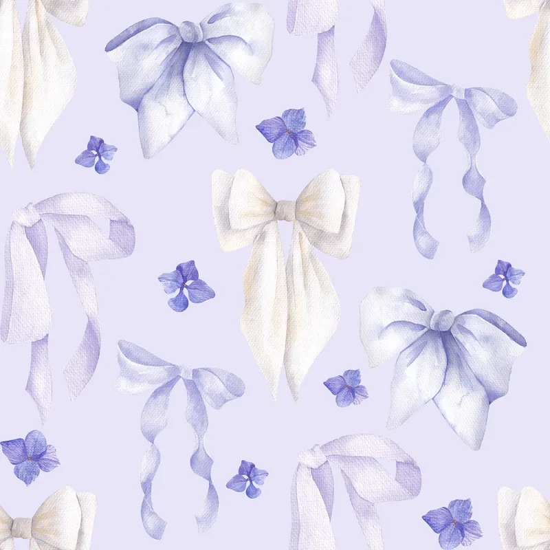 Purple watercolor flowers bow pattern preview image