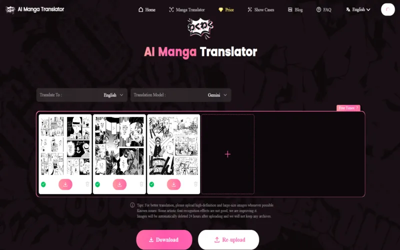 AI Manga Translator Dashboard