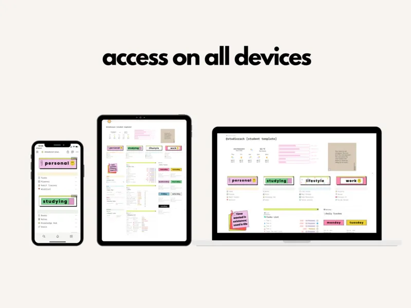 Preview of device compatibility of the student planner templates