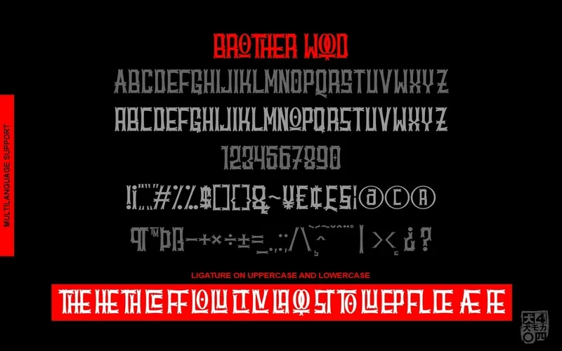 Alternatives & Ligatures included in the BROTHERwood Font