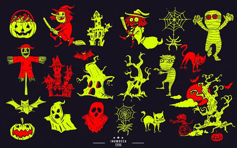 Collage of Halloween vectors included in the bundle