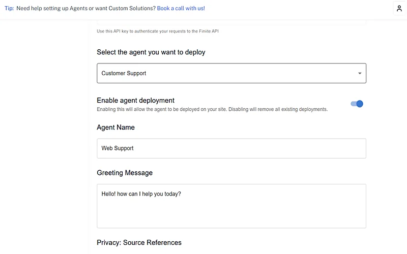 Finiite embed option interface for cross-platform deployment